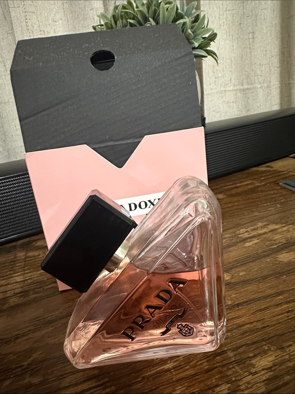 Prada Pink Triangular Glass Perfume Bottle